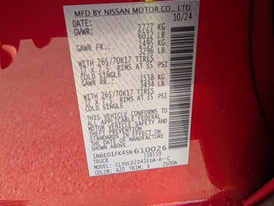 2025 Nissan Frontier Crew Cab Long Bed PRO-4X 4x4