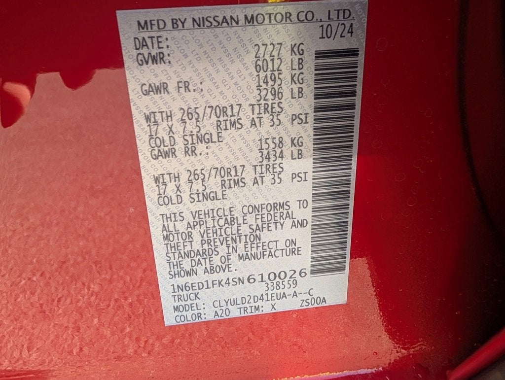 2025 Nissan Frontier Crew Cab Long Bed PRO-4X 4x4